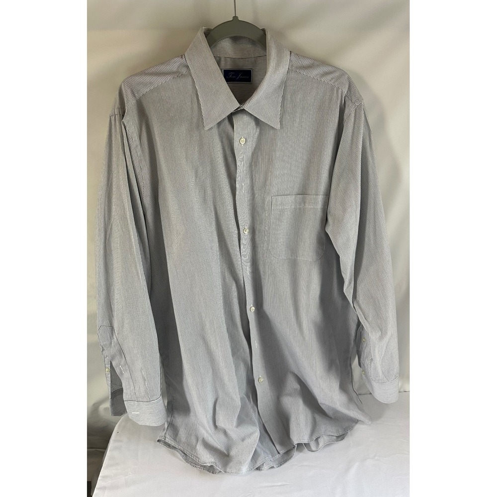 Tom James Striped Dress Shirt Long Sleeve Button‎ Up Collared Menswear XL